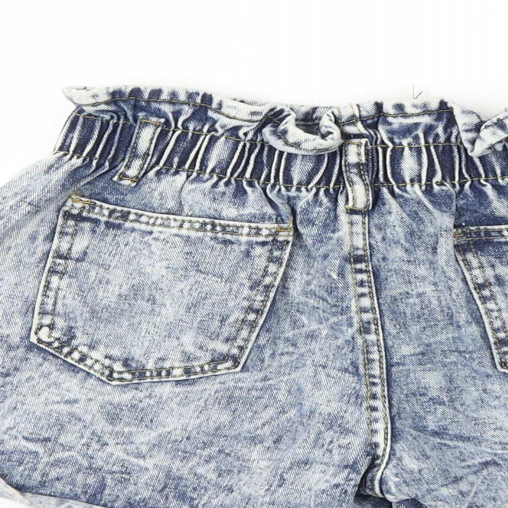 Preworn Womens Blue  Denim Paperbag Shorts Size 26 in