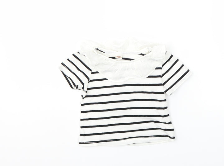 Preworn Baby White Striped Basic T-Shirt Size 12-18 Months