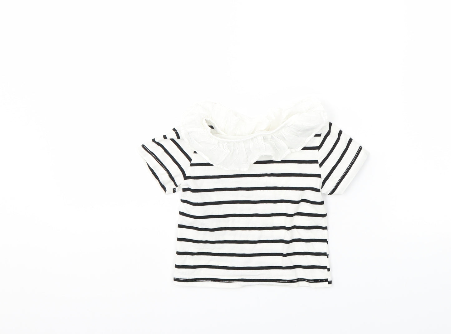 Preworn Baby White Striped  Basic T-Shirt Size 12-18 Months
