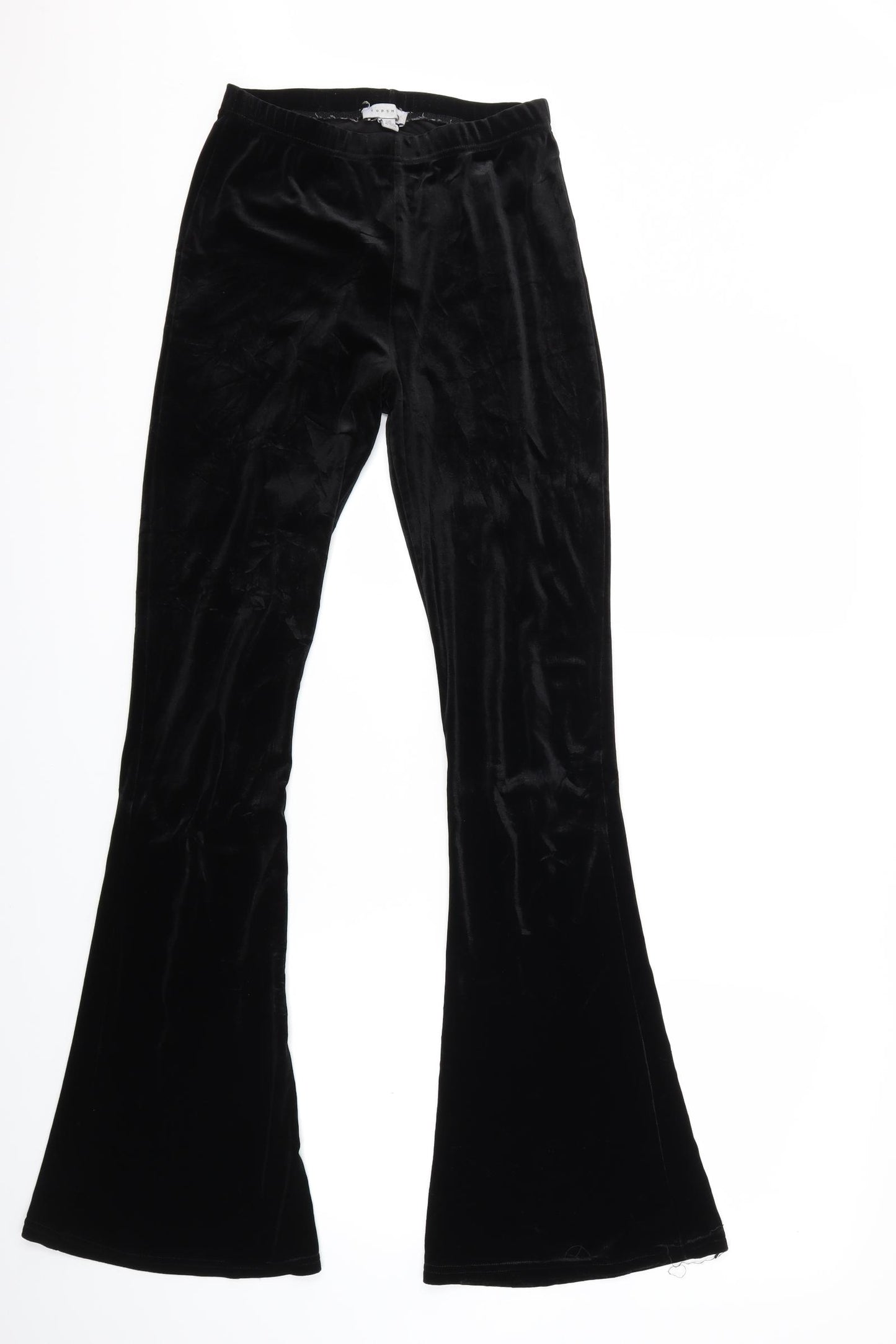 Topshop Womens Black  Velour Trousers  Size 10 L31 in
