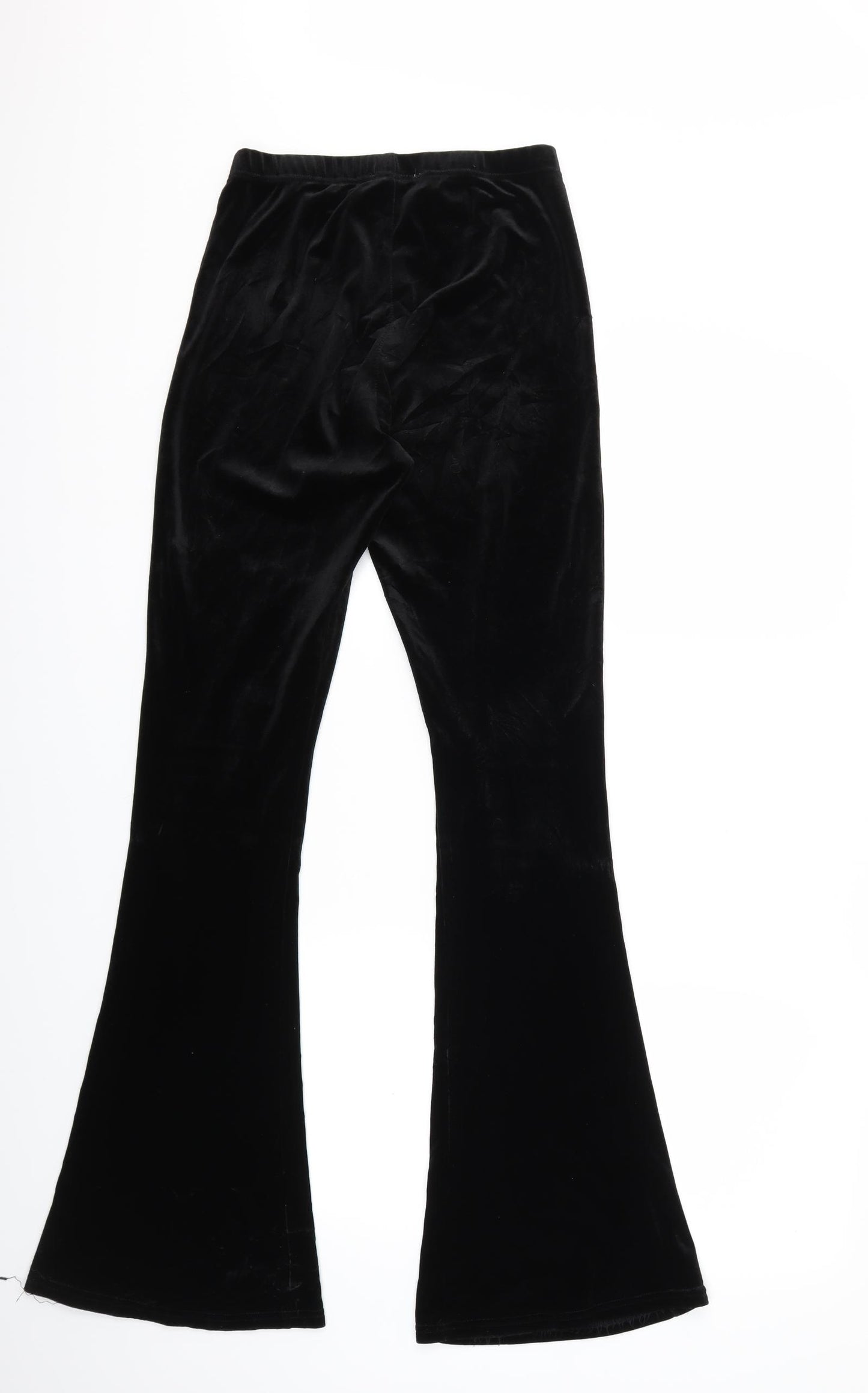 Topshop Womens Black  Velour Trousers  Size 10 L31 in