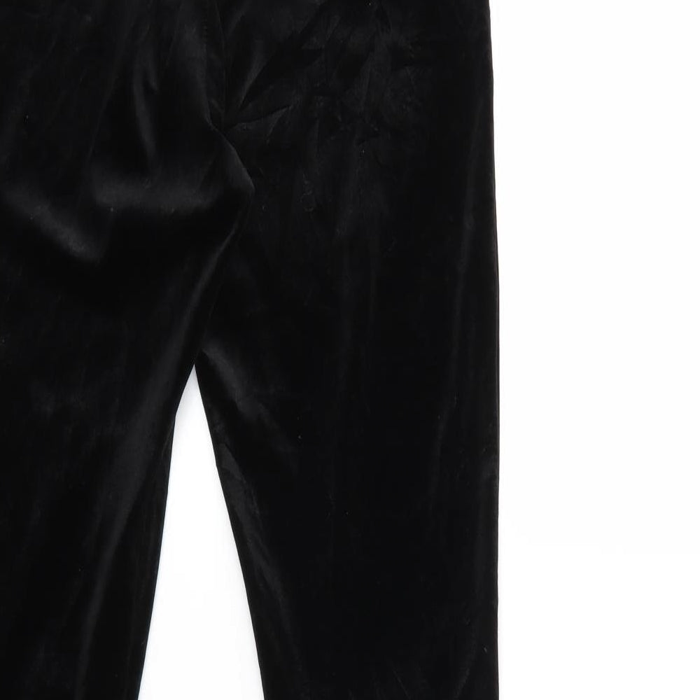 Topshop Womens Black  Velour Trousers  Size 10 L31 in