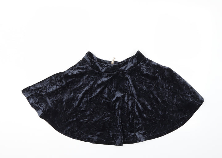 Preworn Womens Blue Velour Flare Skirt Size 8