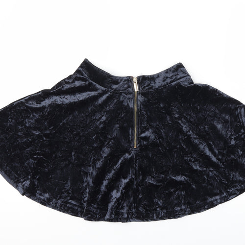 Preworn Womens Blue  Velour Flare Skirt Size 8