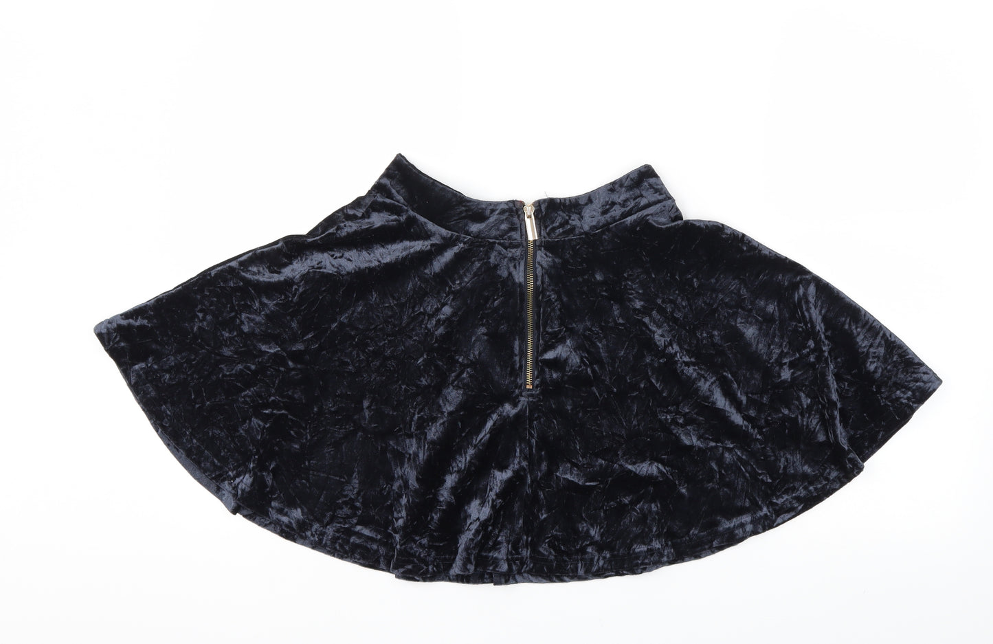 Preworn Womens Blue  Velour Flare Skirt Size 8
