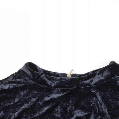 Preworn Womens Blue  Velour Flare Skirt Size 8