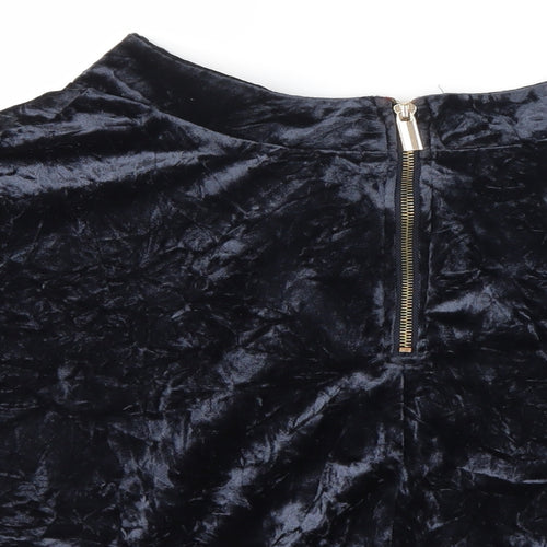 Preworn Womens Blue  Velour Flare Skirt Size 8