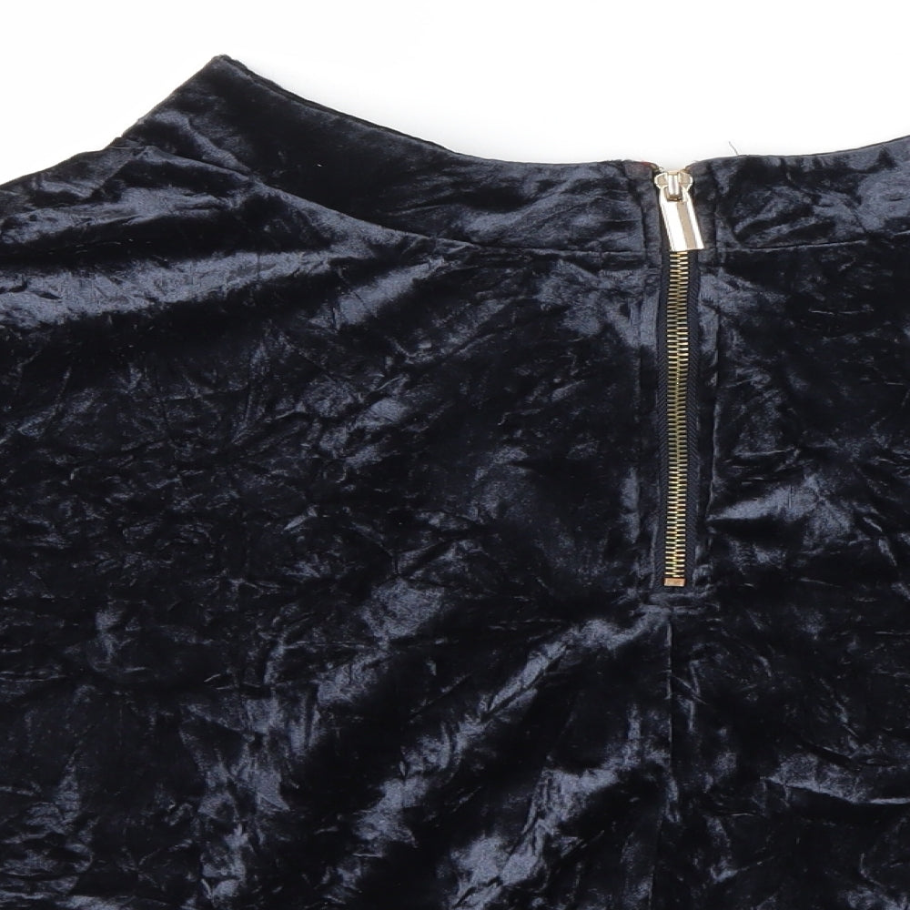 Preworn Womens Blue  Velour Flare Skirt Size 8