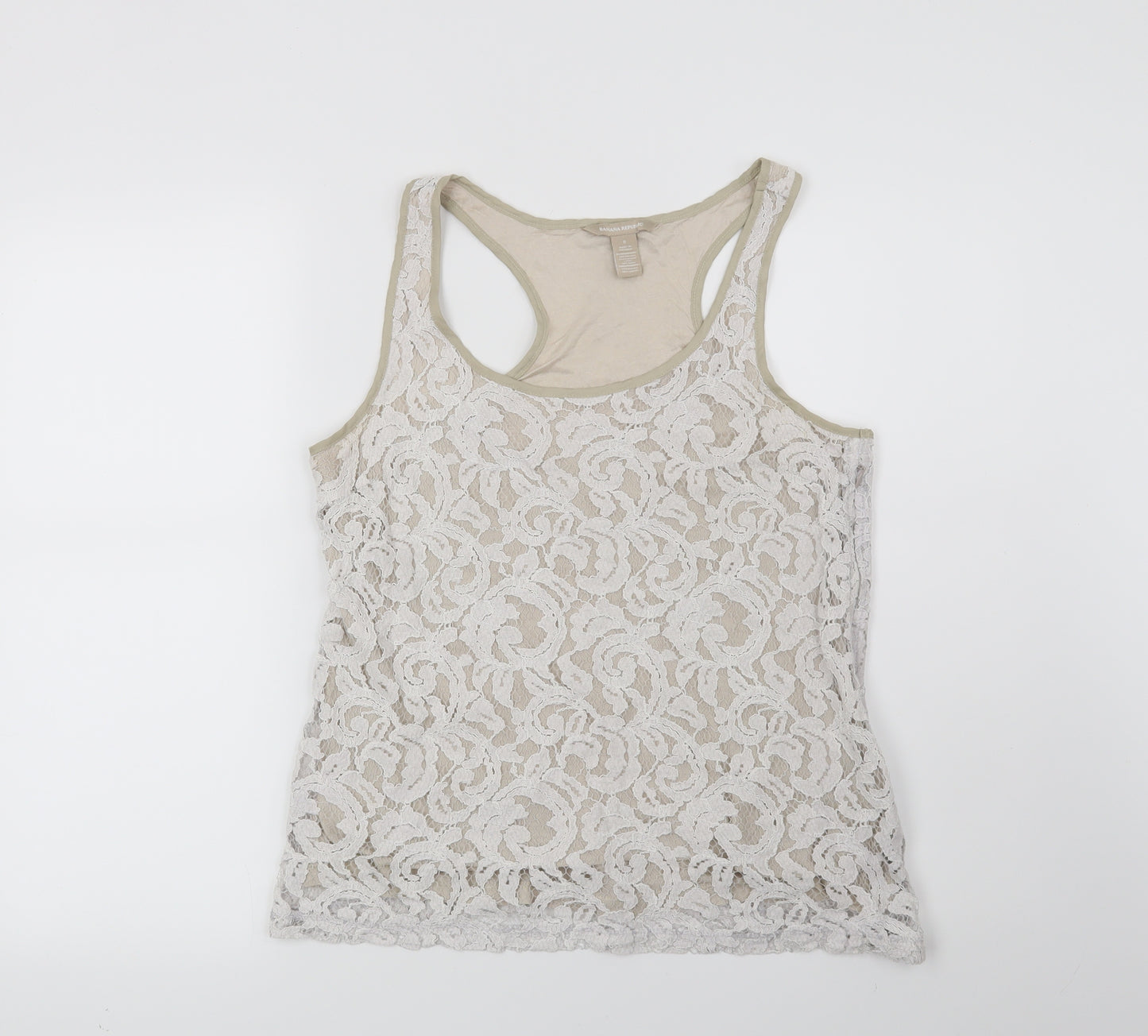 Banana Republic Womens Beige Geometric  Basic Blouse Size 8