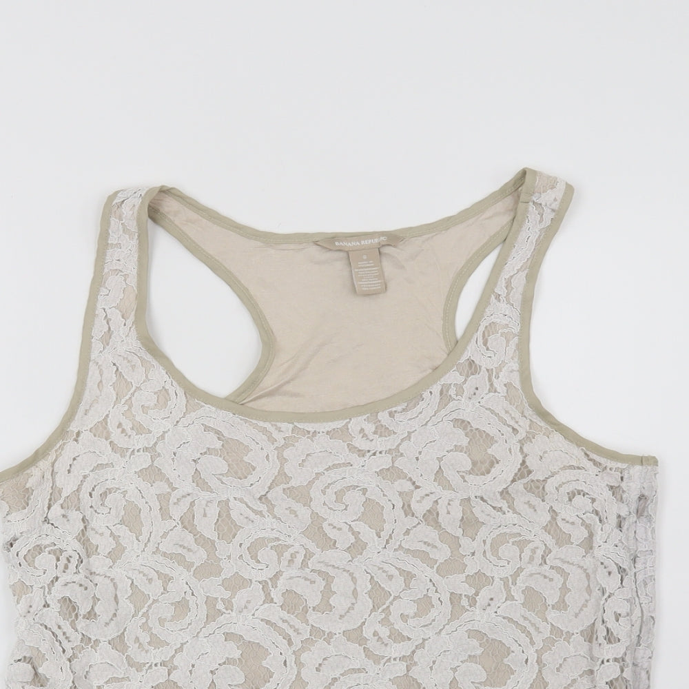 Banana Republic Womens Beige Geometric  Basic Blouse Size 8