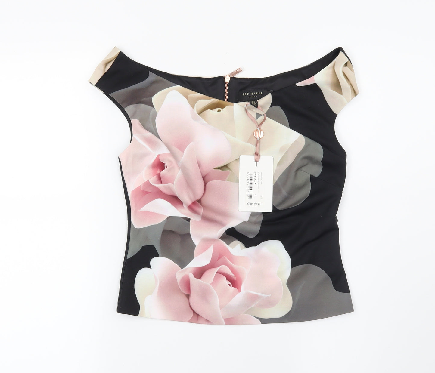 Ted Baker Womens Black Floral  Basic Blouse Size S