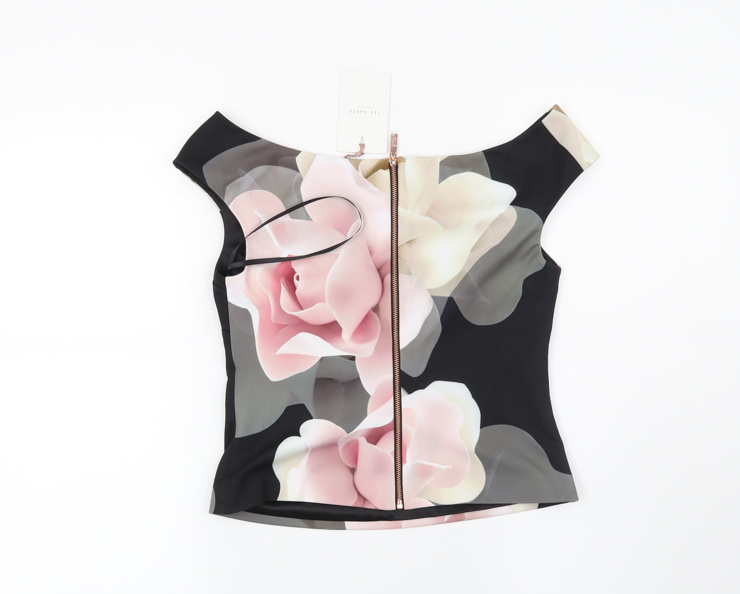 Ted Baker Womens Black Floral  Basic Blouse Size S