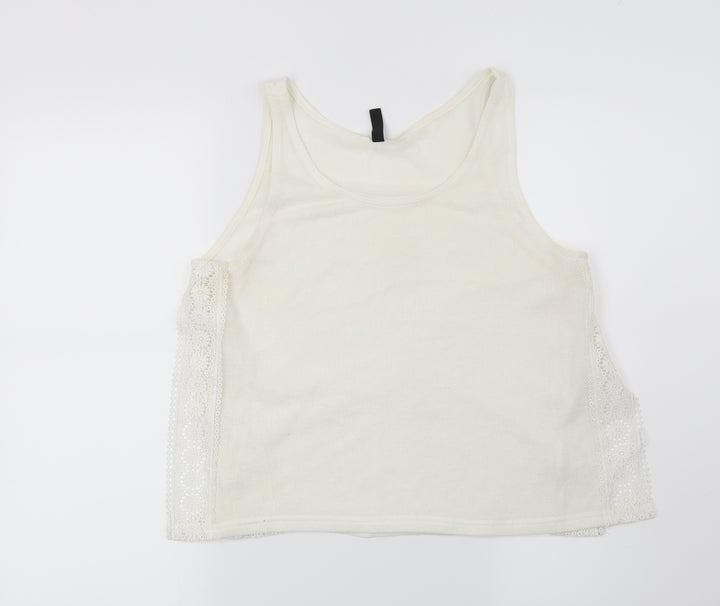 H&M Womens White Floral  Basic Blouse Size S