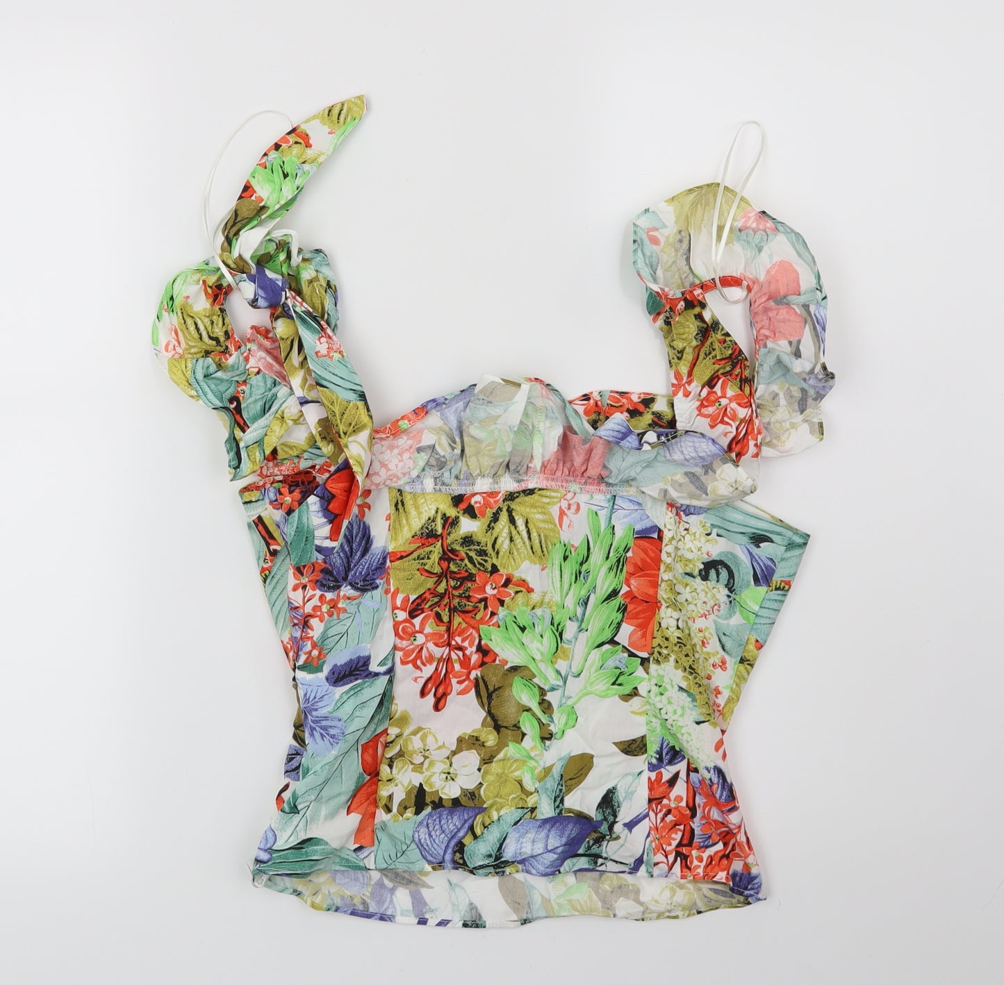 Zara Womens White Floral  Basic Blouse Size S