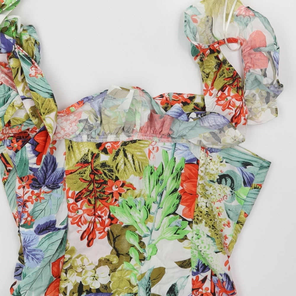 Zara Womens White Floral  Basic Blouse Size S