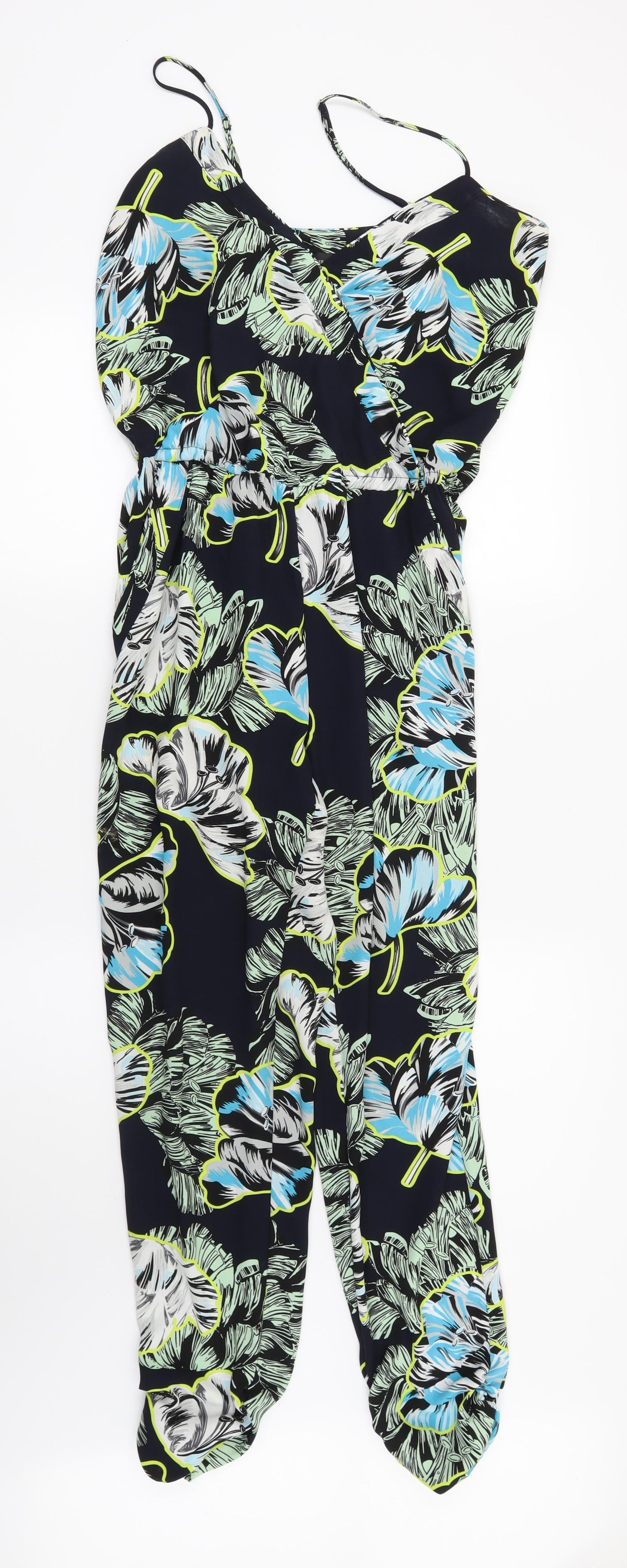 River Island Womens Blue Floral  Jumpsuit One-Piece Size 10