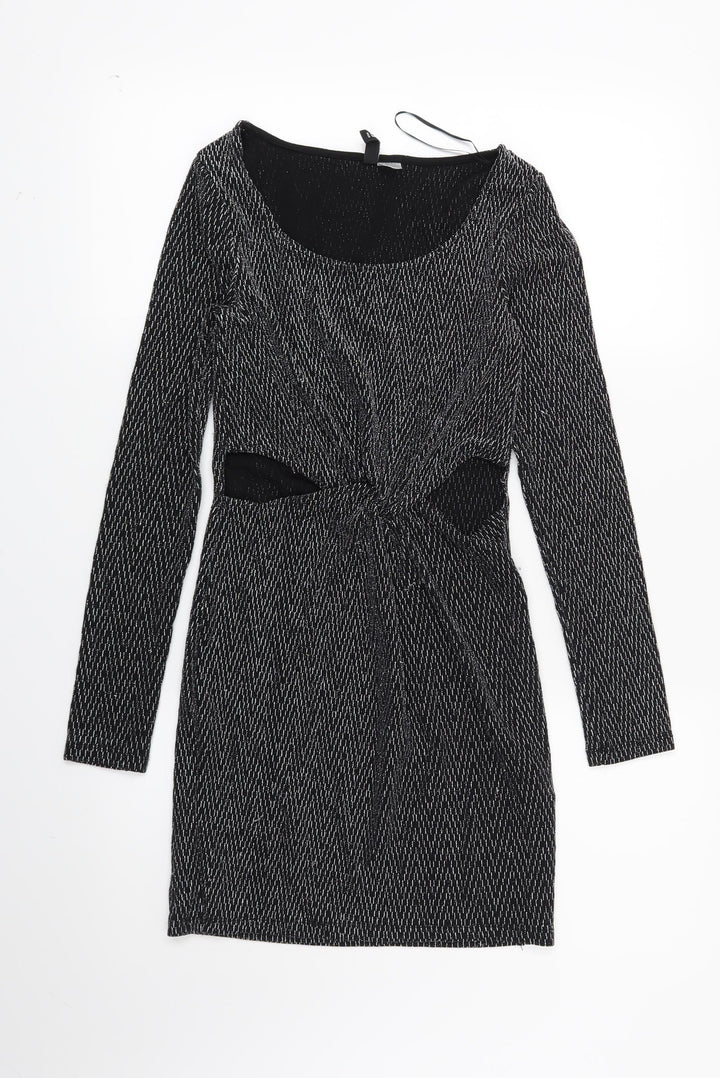 H&M Womens Black Geometric  Shift  Size XS