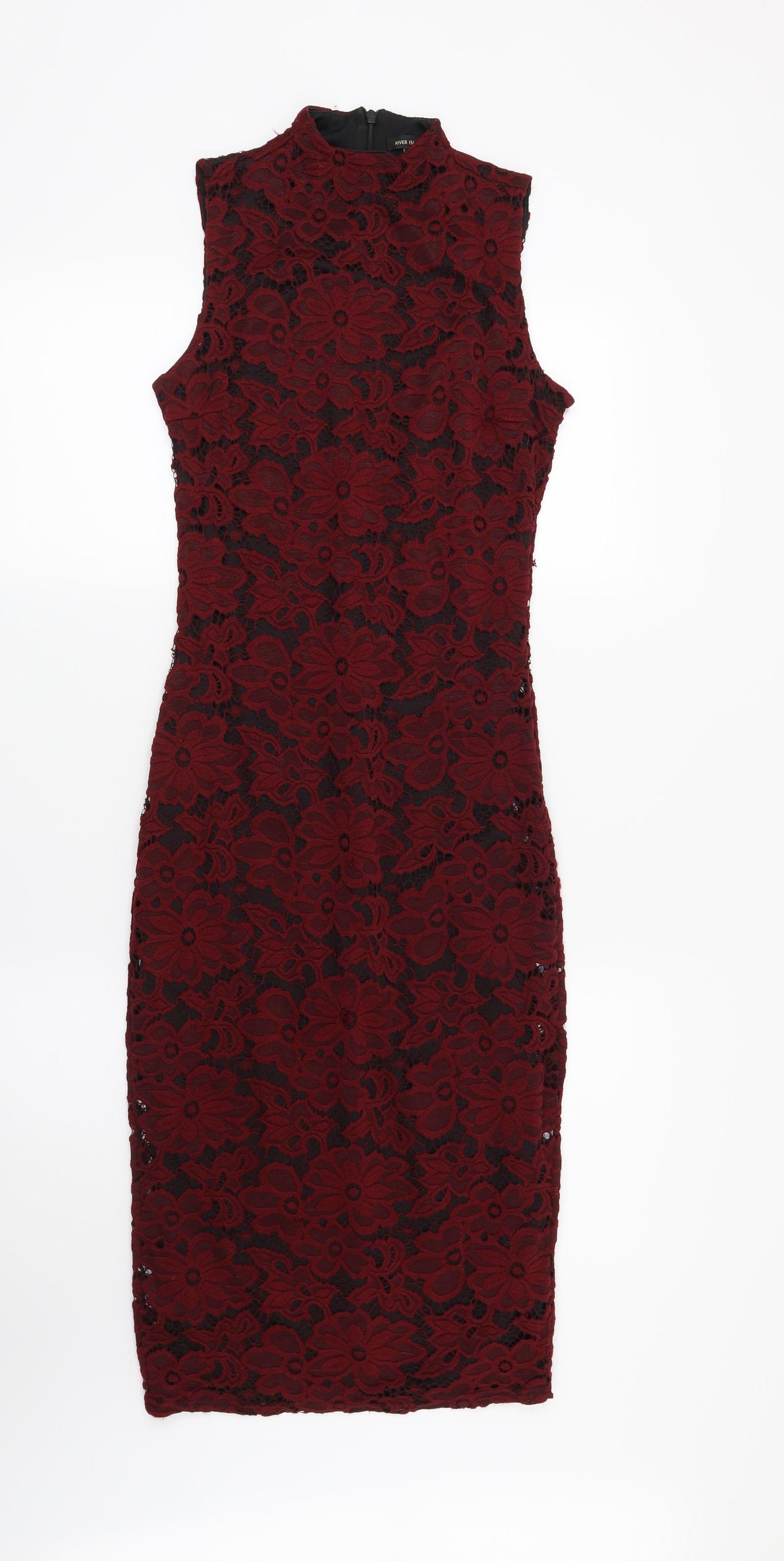 River Island Womens Red Floral  Bodycon  Size 8