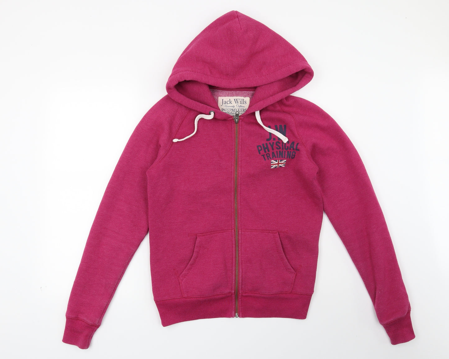 Jack Wills Womens Pink   Full Zip Hoodie Size 10
