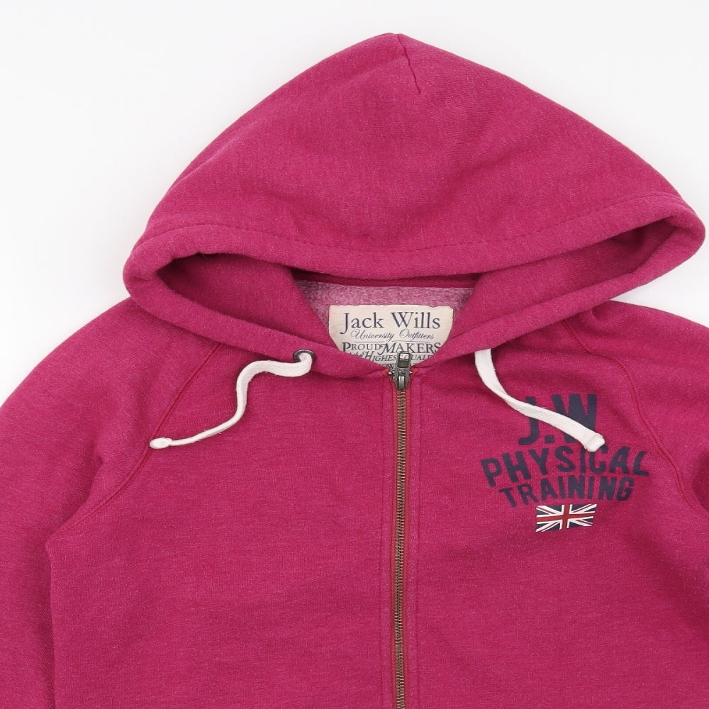Jack Wills Womens Pink   Full Zip Hoodie Size 10