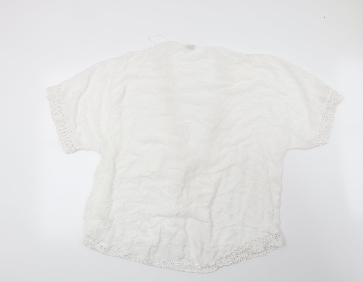 F&F Womens White Geometric  Kimono Blouse Size L