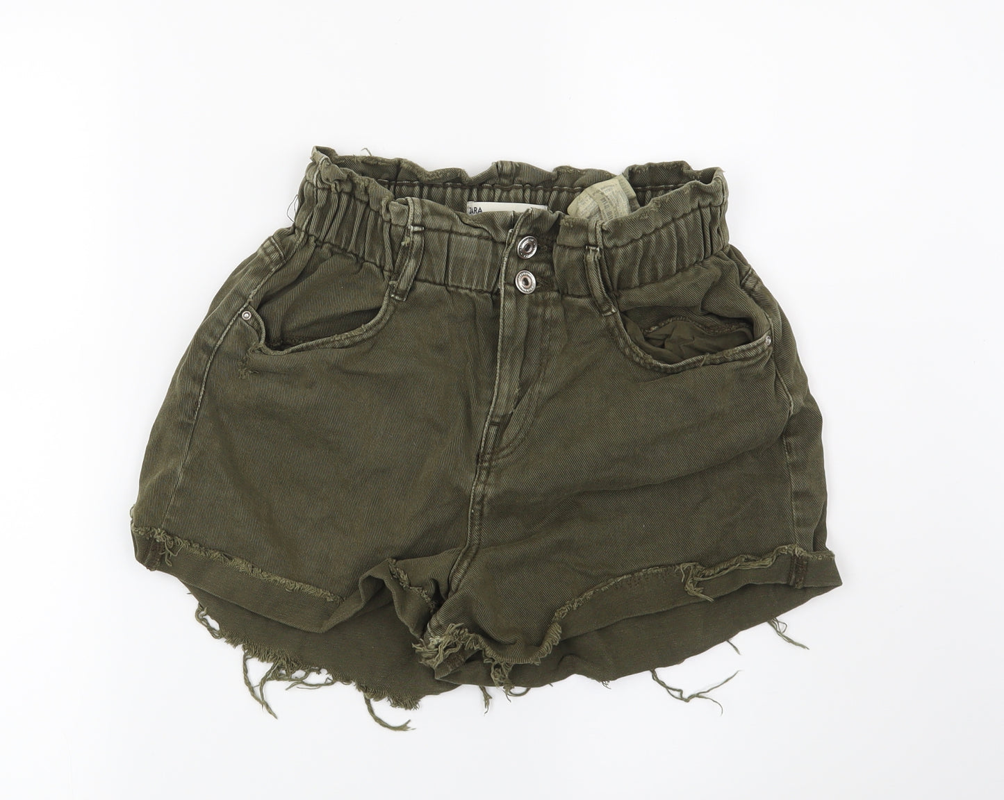 Zara Womens Green   Cut-Off Shorts Size 10