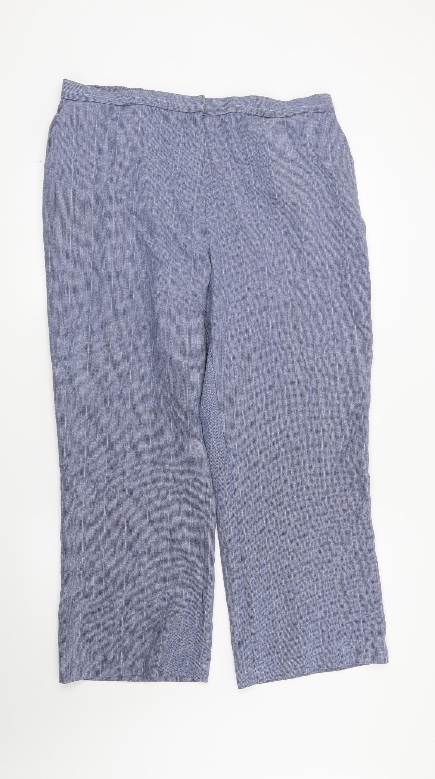 Marks and Spencer Womens Blue Striped  Trousers  Size 18 L27 in