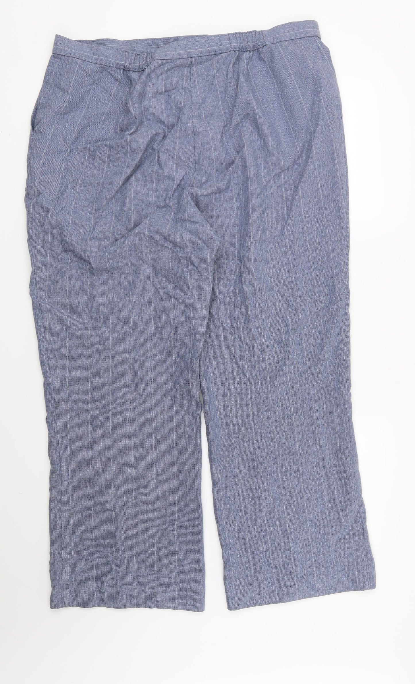 Marks and Spencer Womens Blue Striped  Trousers  Size 18 L27 in