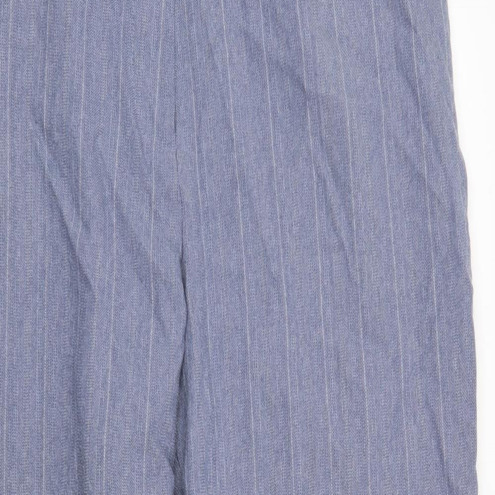 Marks and Spencer Womens Blue Striped  Trousers  Size 18 L27 in