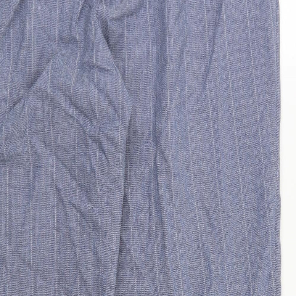 Marks and Spencer Womens Blue Striped  Trousers  Size 18 L27 in