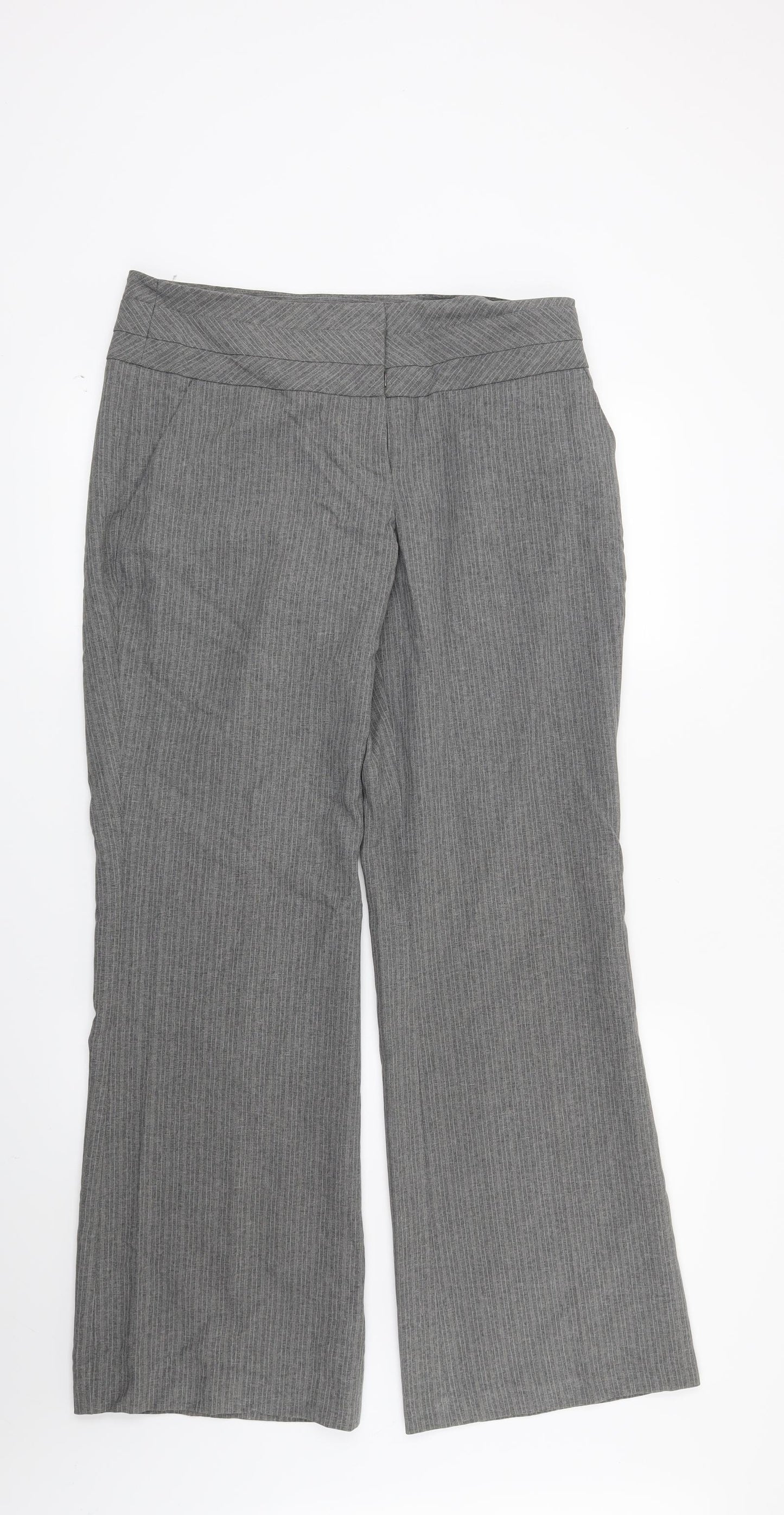 F&F Womens Grey Striped  Trousers  Size 12 L31 in