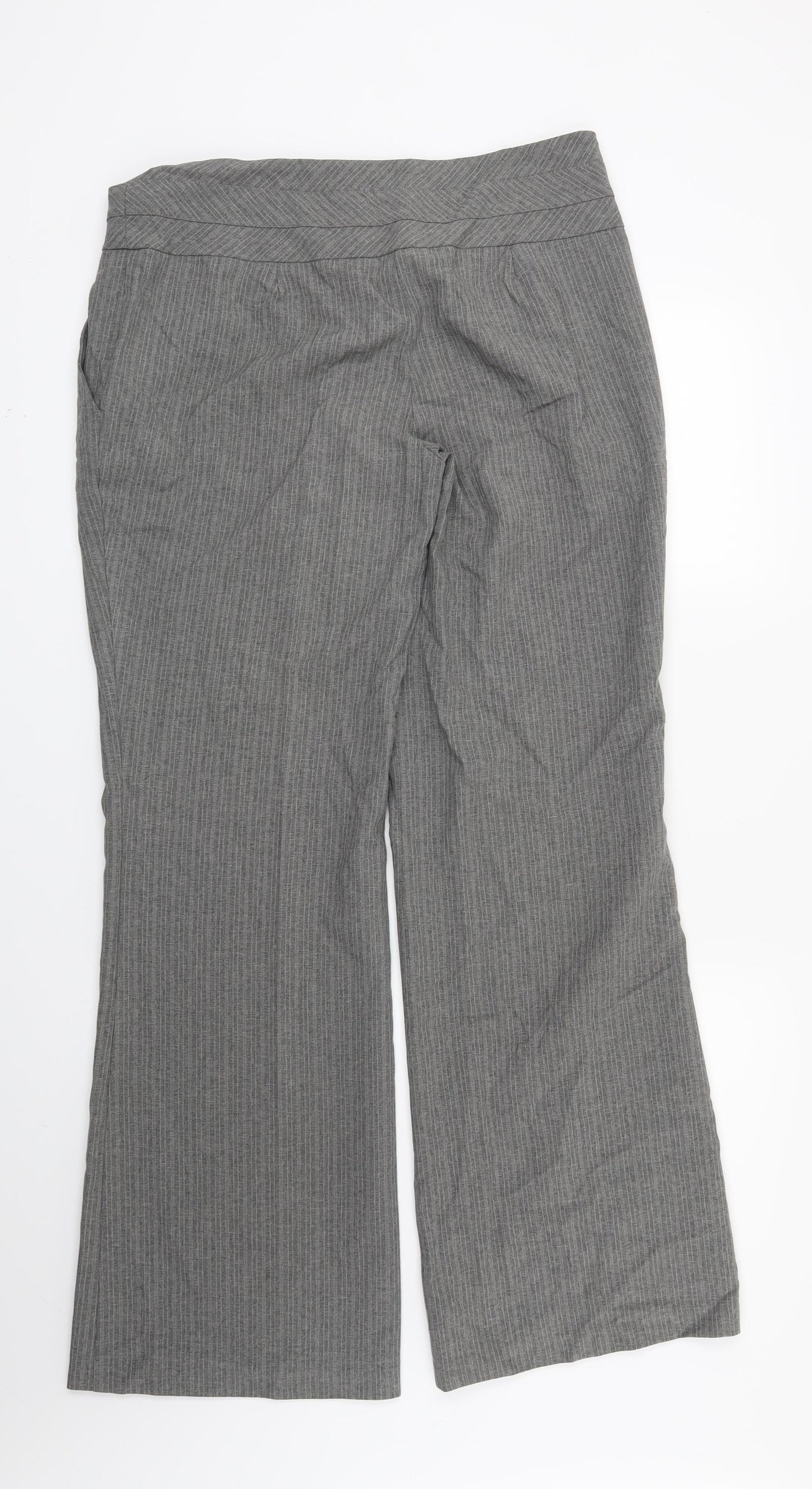F&F Womens Grey Striped  Trousers  Size 12 L31 in