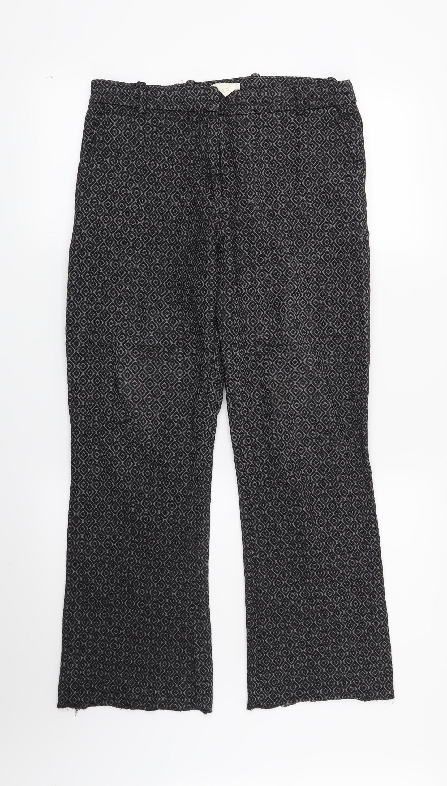 H&M Womens Grey Geometric  Trousers  Size 10 L28 in