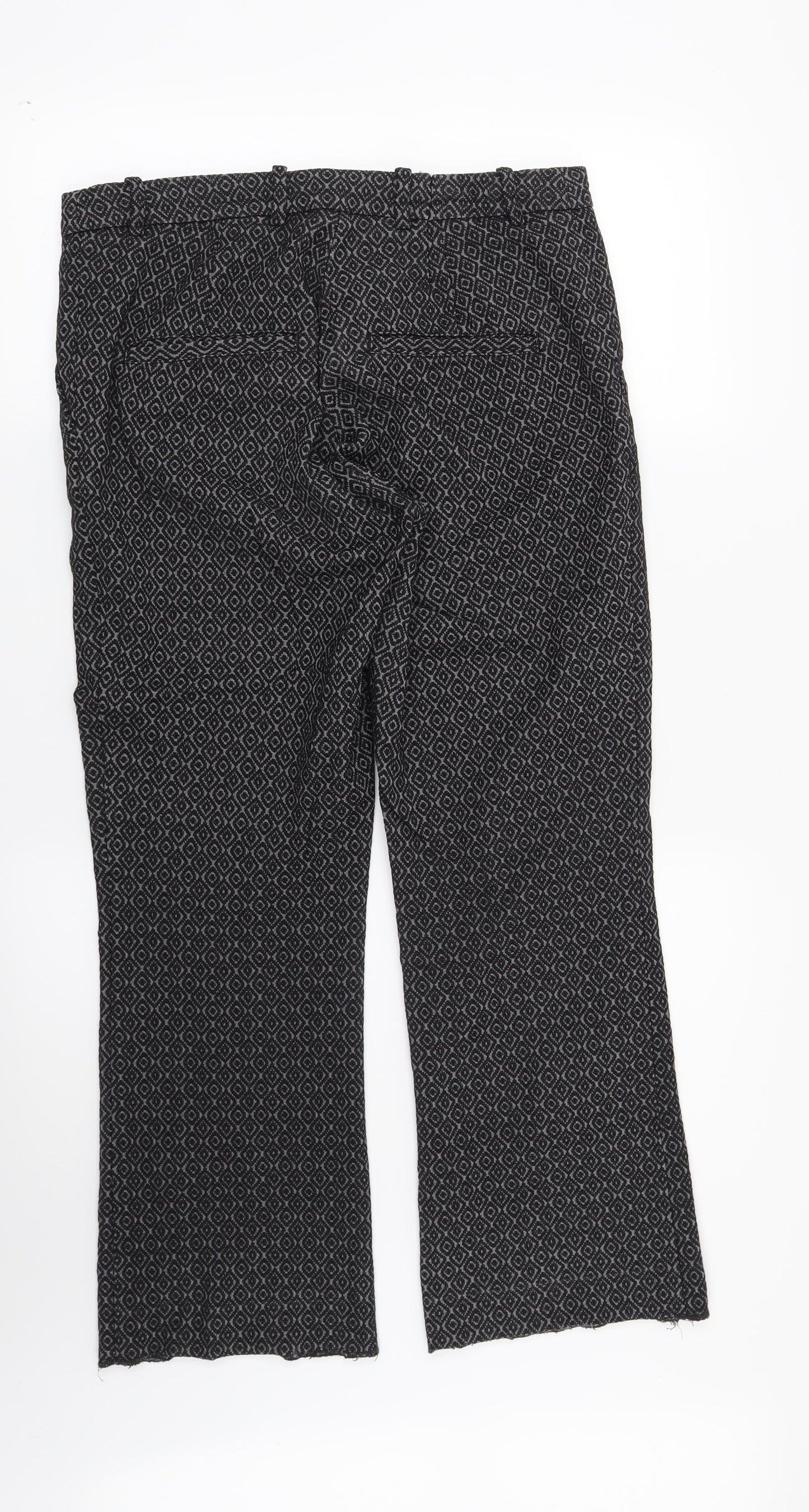 H&M Womens Grey Geometric  Trousers  Size 10 L28 in