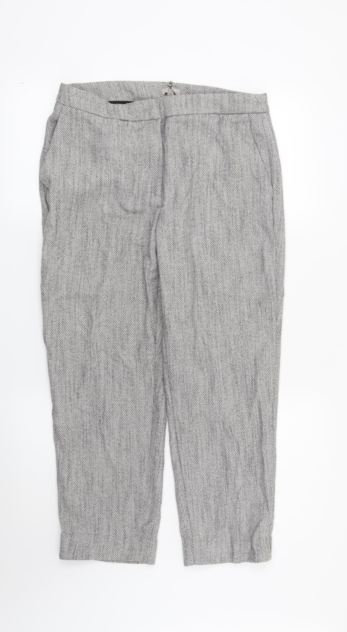 Preworn Womens Grey Geometric  Trousers  Size 14 L24 in