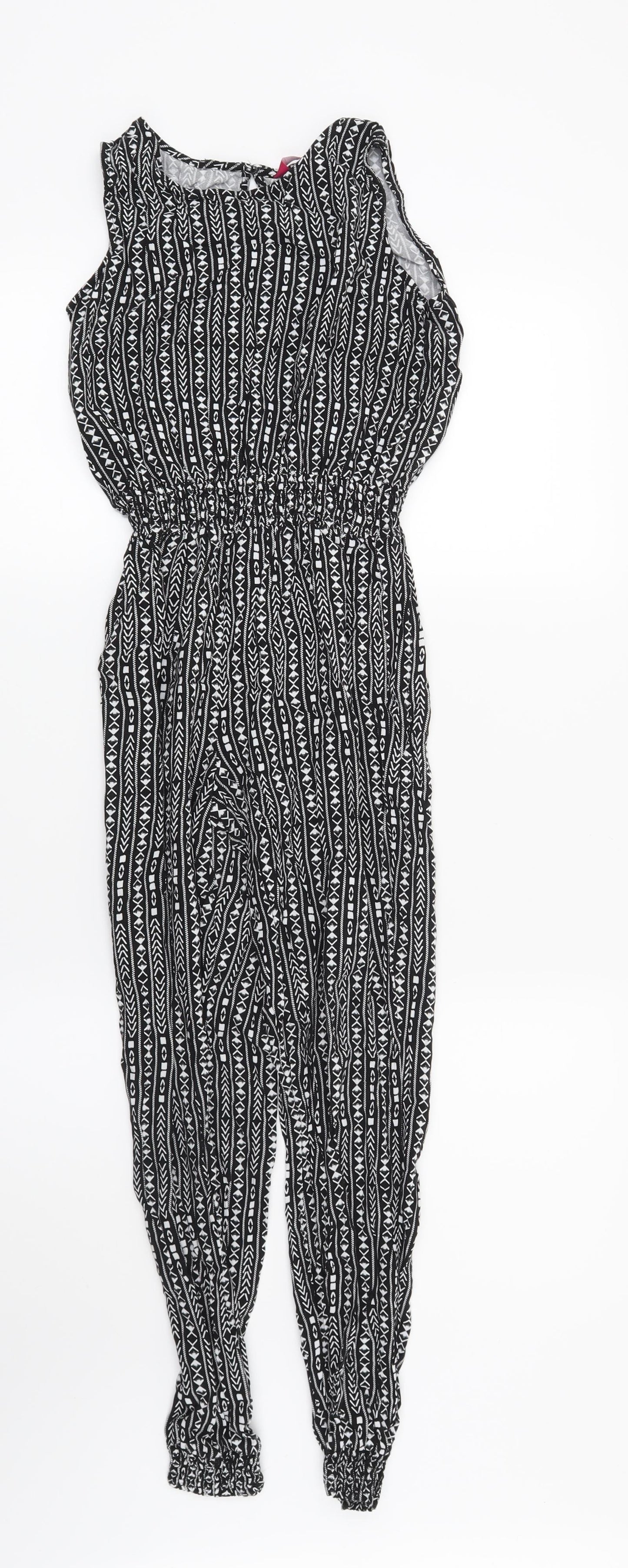 Young Dimension Girls Black Geometric  Jumpsuit One-Piece Size 10-11 Years