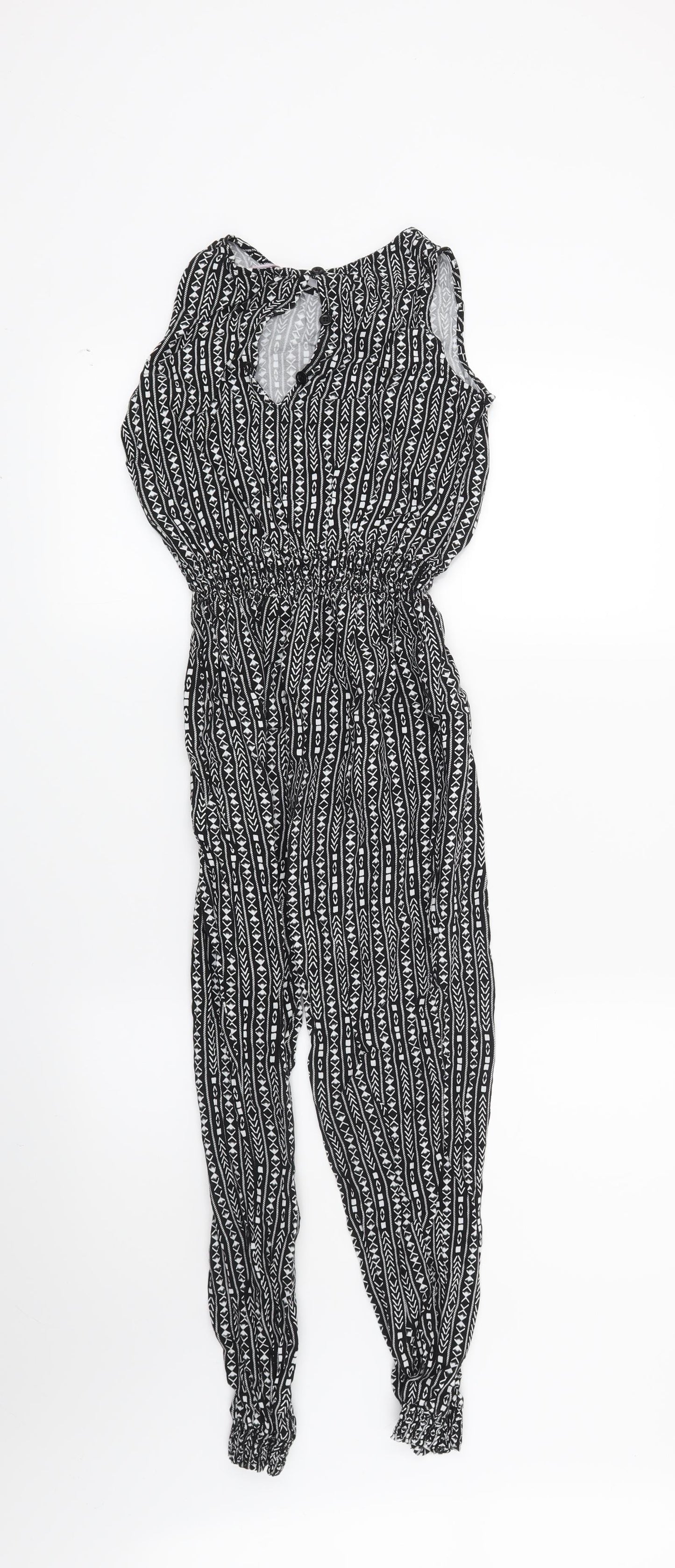 Young Dimension Girls Black Geometric  Jumpsuit One-Piece Size 10-11 Years