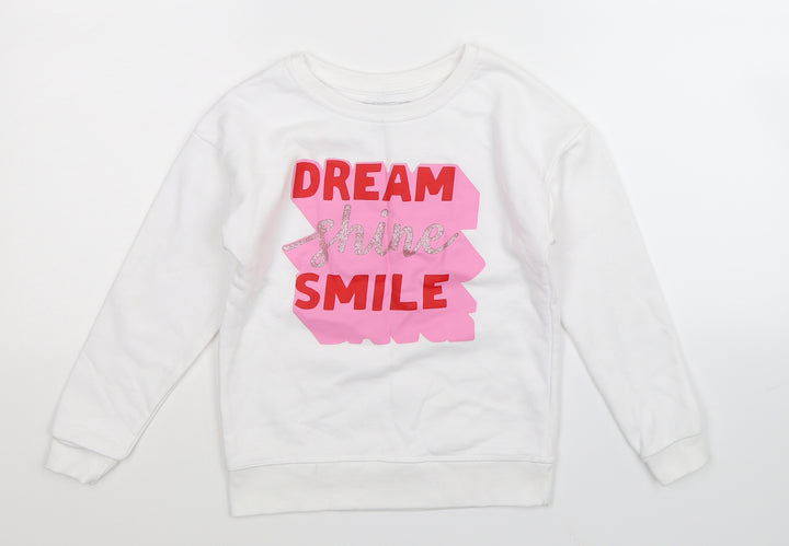 Primark Girls White   Pullover Sweatshirt Size 7-8 Years