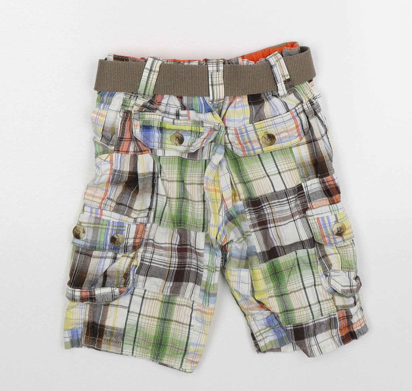 John Lewis Baby Multicoloured Check  Cargo Trousers Size 18-24 Months