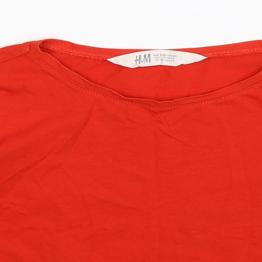 H&M Girls Orange   Basic T-Shirt Size 7-8 Years