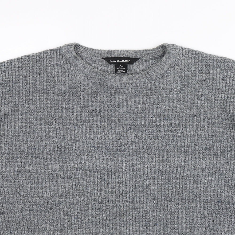 Cedar Wood State Mens Grey  Knit Pullover Jumper Size L
