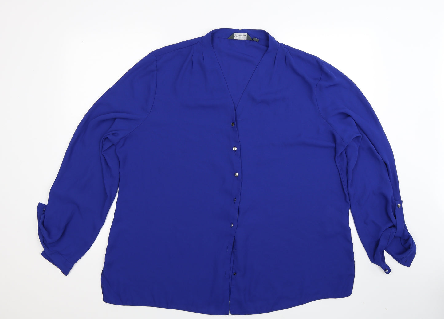 Dorothy Perkins Womens Blue  Satin Basic Button-Up Size 22
