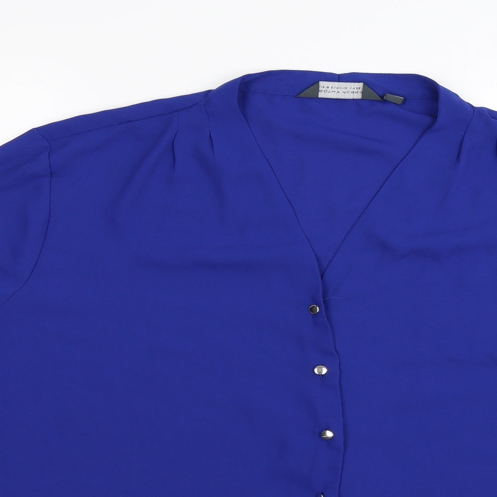 Dorothy Perkins Womens Blue  Satin Basic Button-Up Size 22