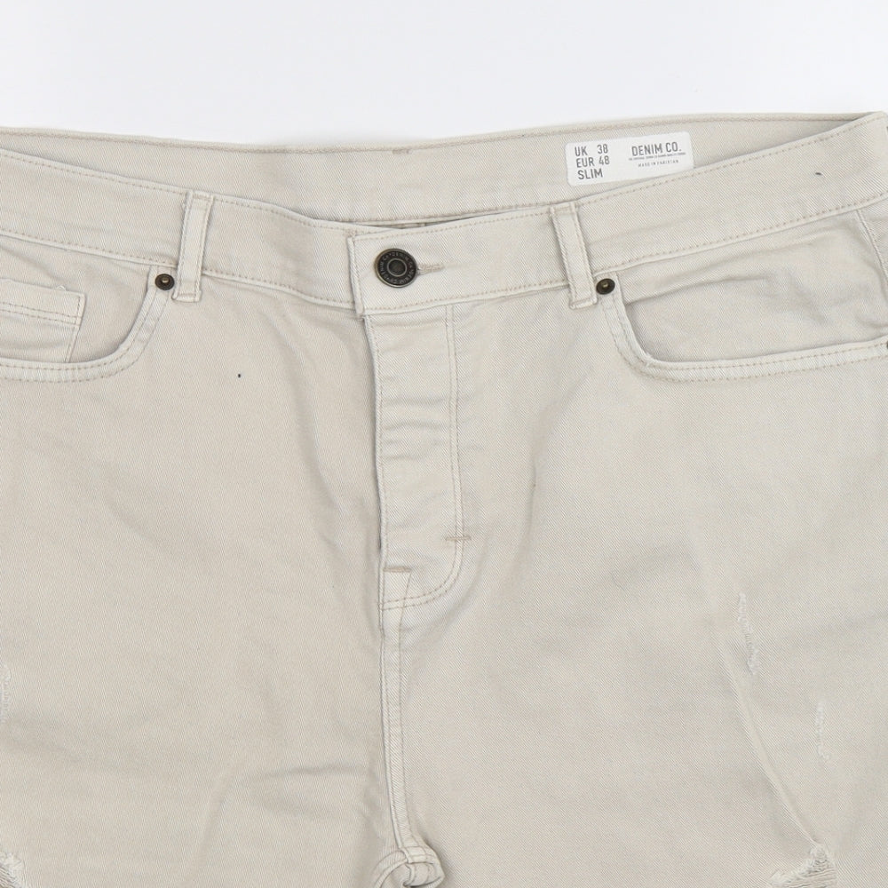 Denim Co Mens Beige  Denim Bermuda Shorts Size 38