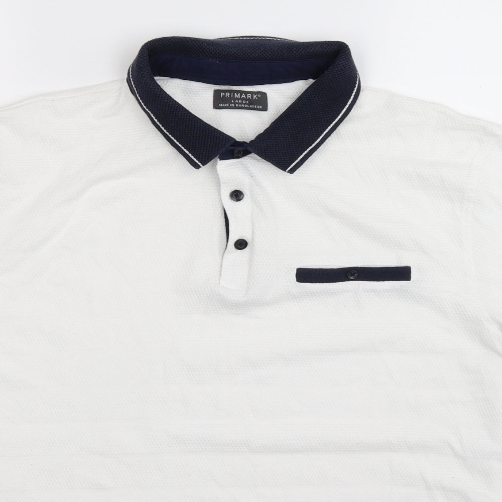 Primark Mens White    Polo Size L