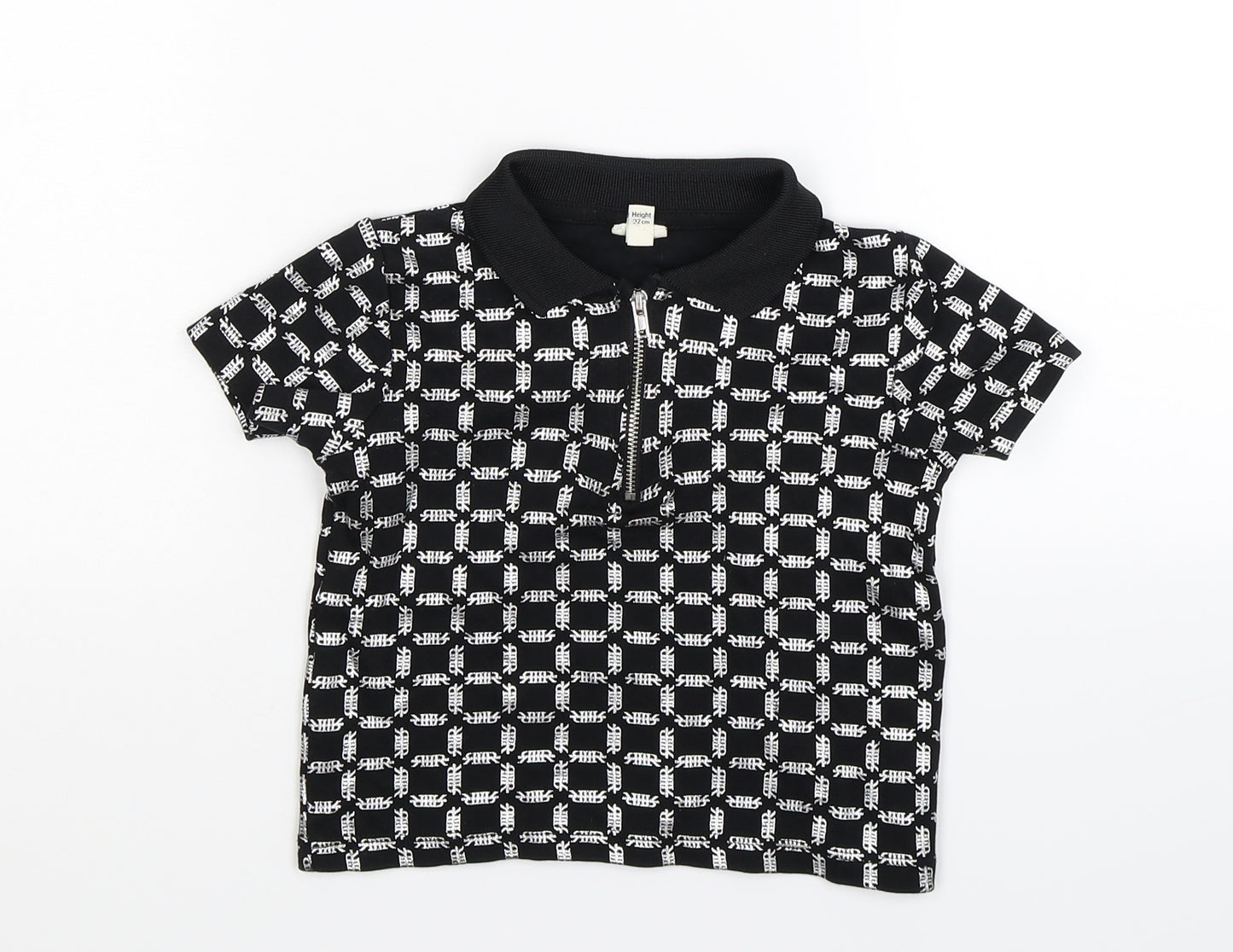 River Island Baby Black Geometric  Basic Polo Size 18-24 Months