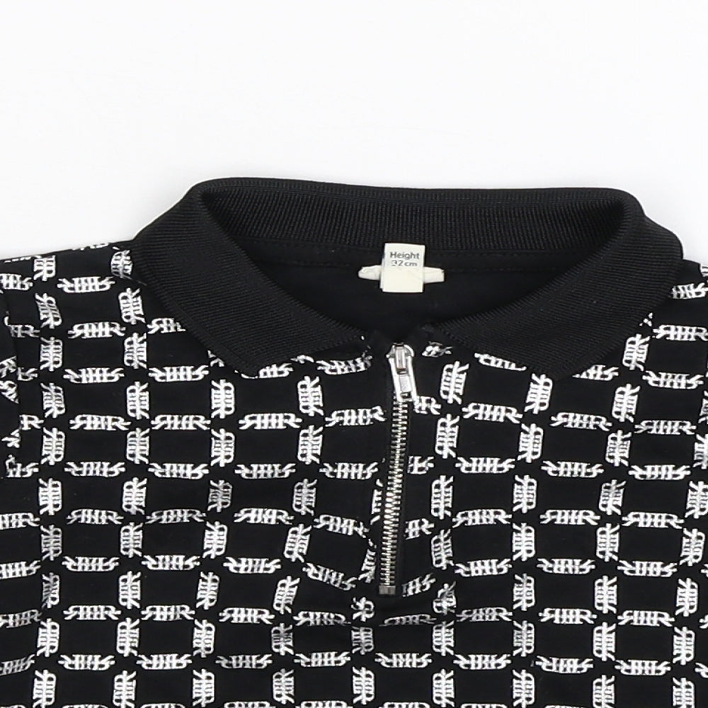 River Island Baby Black Geometric  Basic Polo Size 18-24 Months