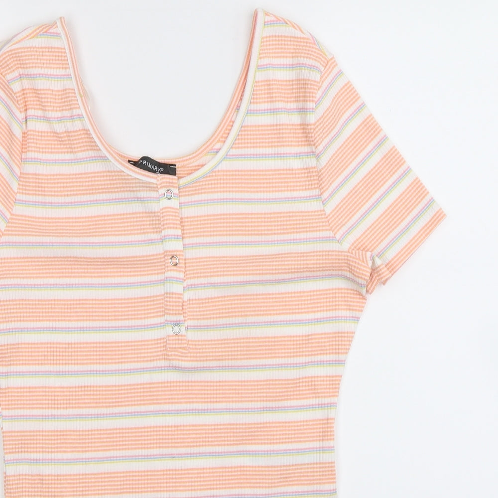 Primark Womens Multicoloured Striped  Bodysuit One-Piece Size 14