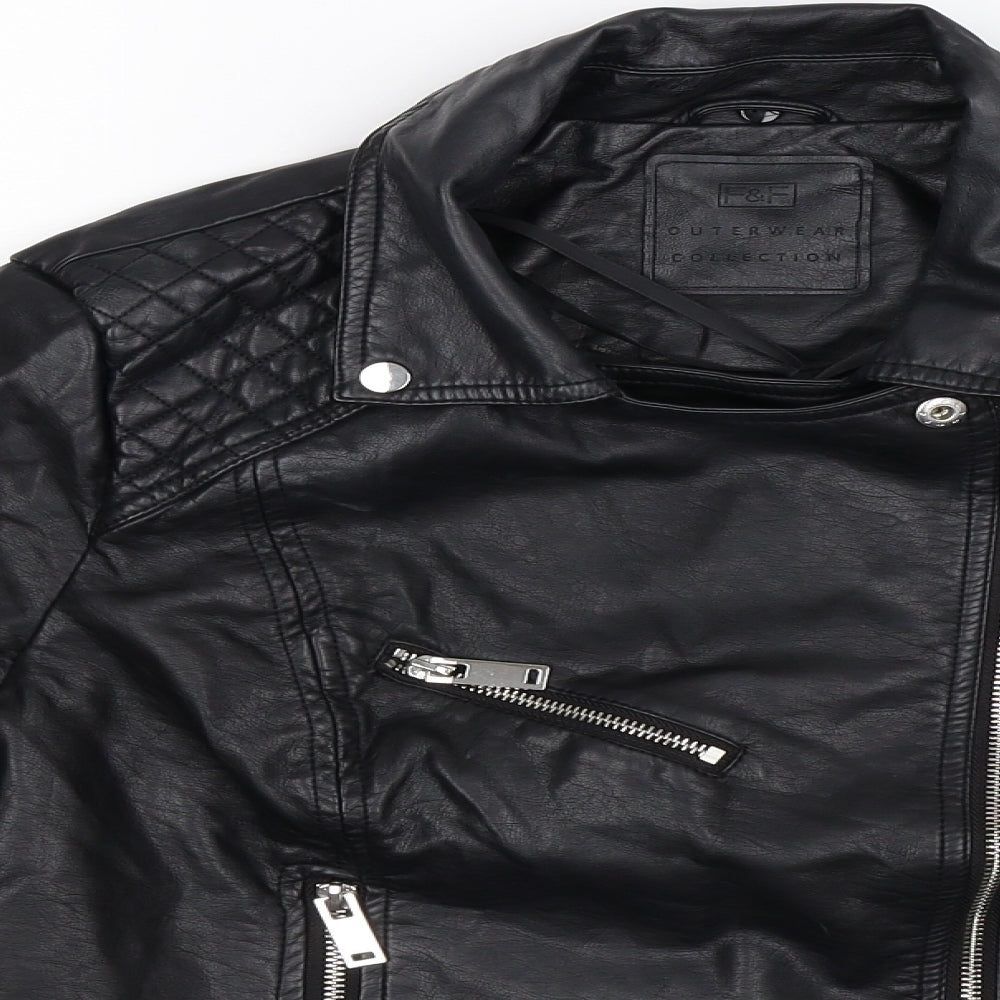 F&F Womens Black   Jacket  Size 12  - Faux Leather