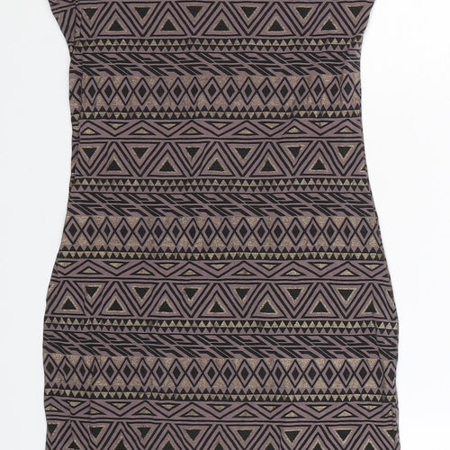 Club L Womens Grey Geometric  Bodycon  Size 8